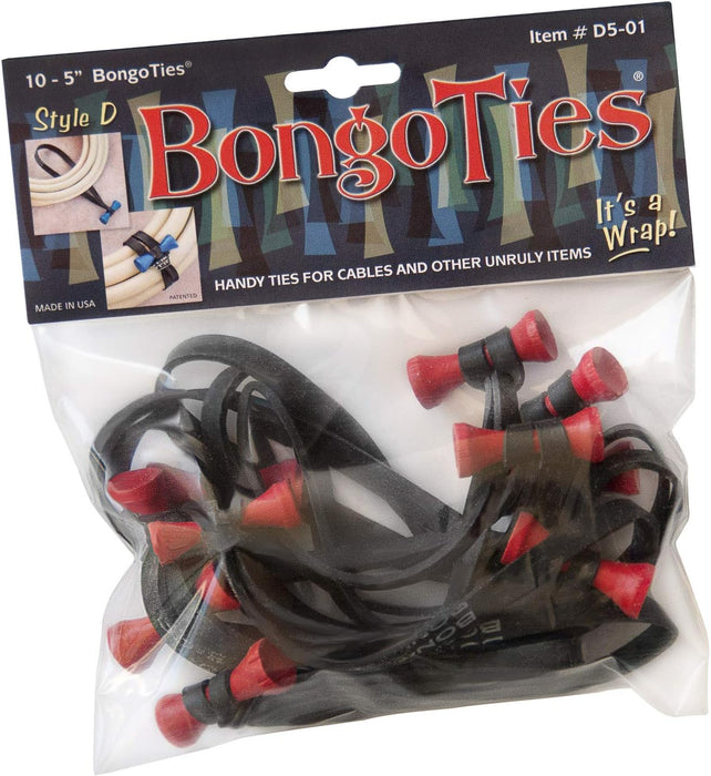 BongoTies wrap, gumice za vezanje kablova pak 1/10 "LAVA" (Crno/Crvene)
