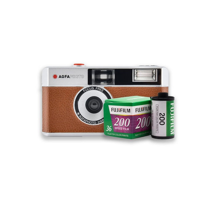 Agfaphoto Reusable Camera 35mm (Brown) + FujiFilm 200 135/36