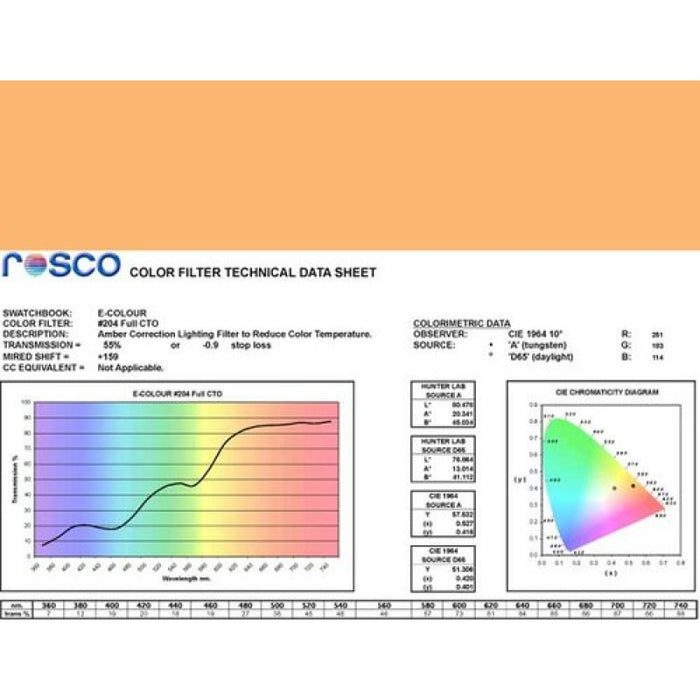 Rosco Filter folija E-Colour #204 Full CT Orange 53x122cm