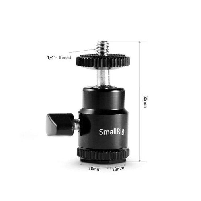 SmallRig New 1/4'' Camera Hot Shoe Mount w/ additional 1/4'' screw 761 / mini ball head / mala kugla glava