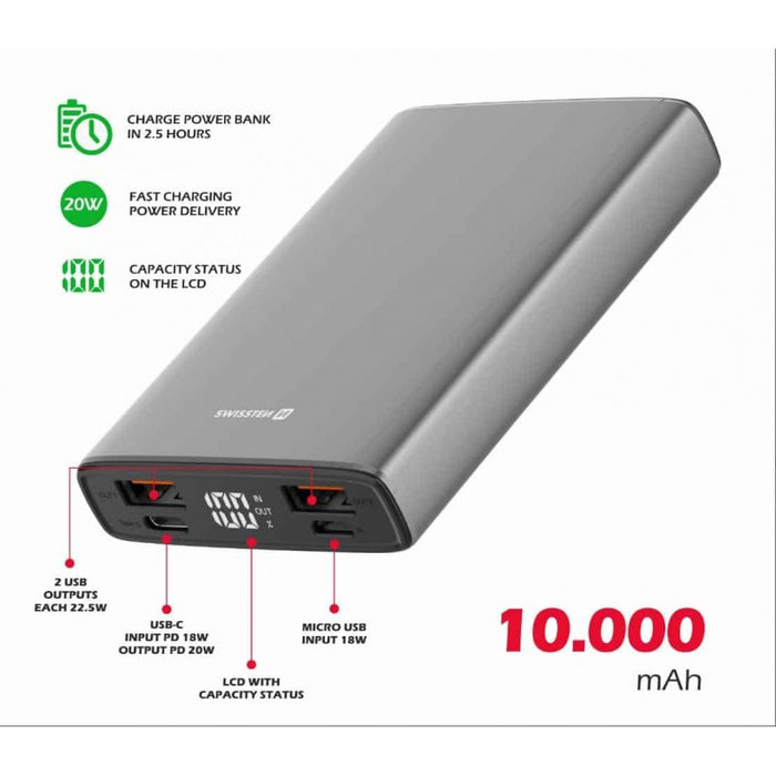 Swissten Aluminum Powerbank 10000mAh (20W)