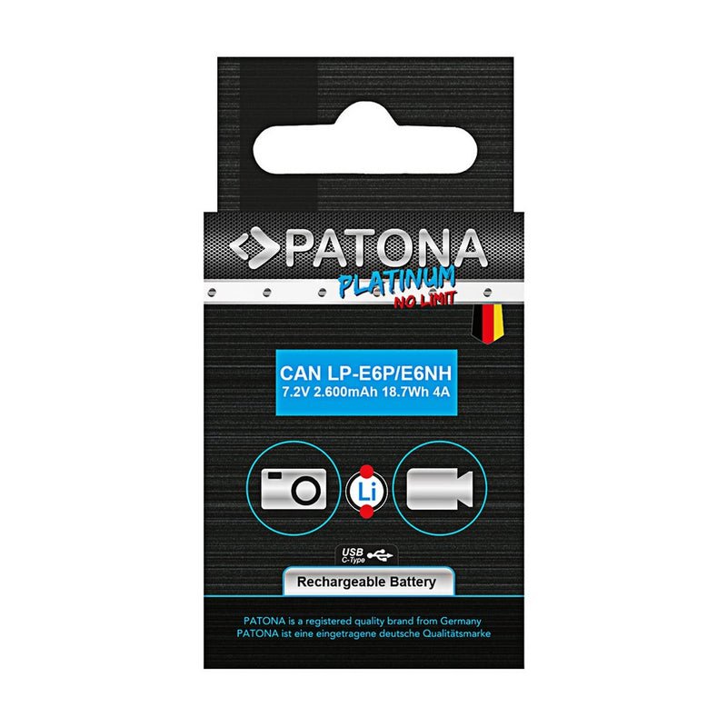 Patona Baterija Canon LP-E6P Platinum USB-C 2600mAh 7,2V
