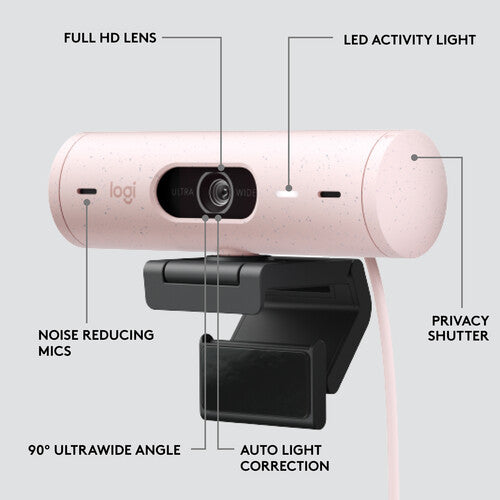 Logitech Brio 500 1080p Full HD Webcam (Rose)