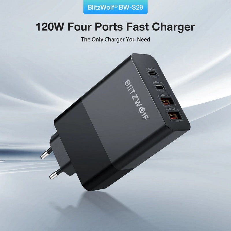 BlitzWolf punjač BW-S29 2xUSB-A+2xUSB-C, 120W