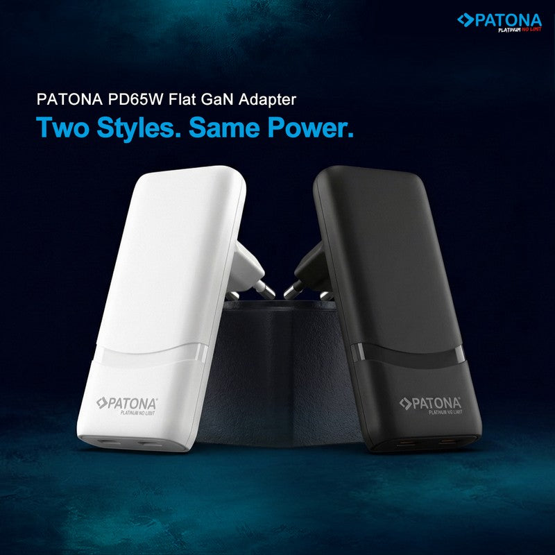 Patona Punjač GaN Premium PD65W Flat 2x USB-C QC3.0