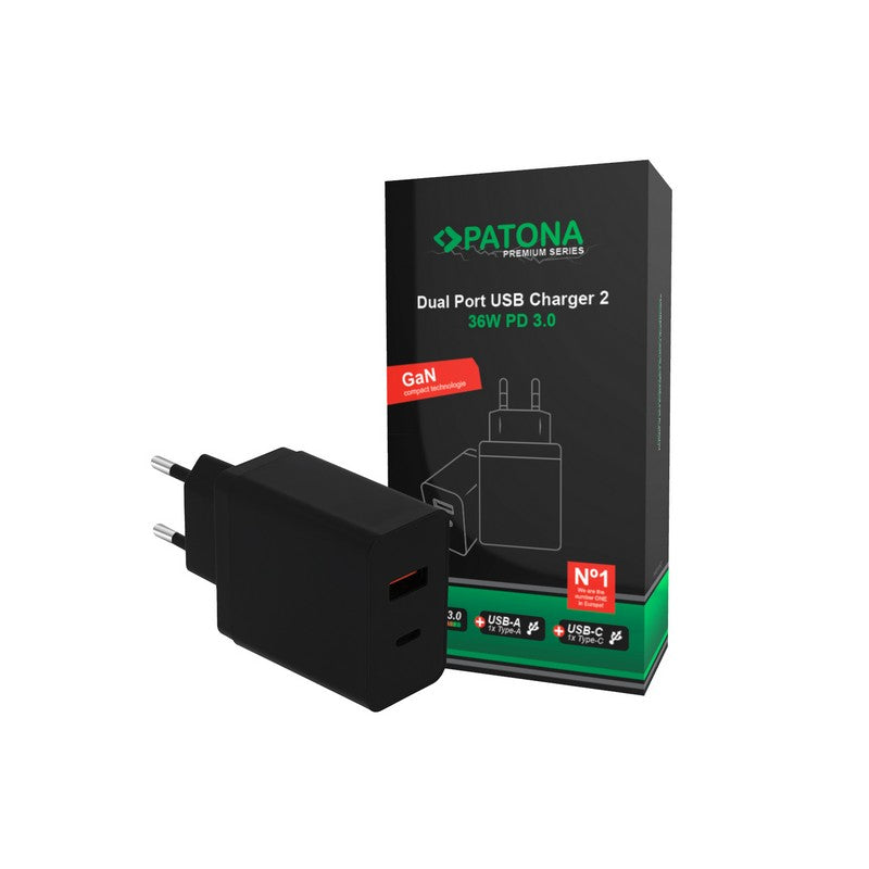 Patona Punjač GaN Premium PD36W B 1xUSB-C 1xUSB-A PD3.0 QC3