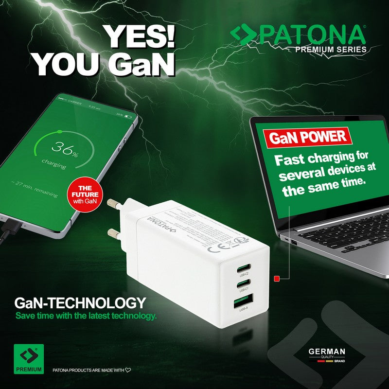 Patona Punjač GaN Premium PD36W B 1xUSB-C 1xUSB-A PD3.0 QC3