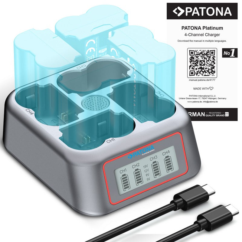 Patona Punjač 4-Bay USB-C PD QC za Fuji NP-W235