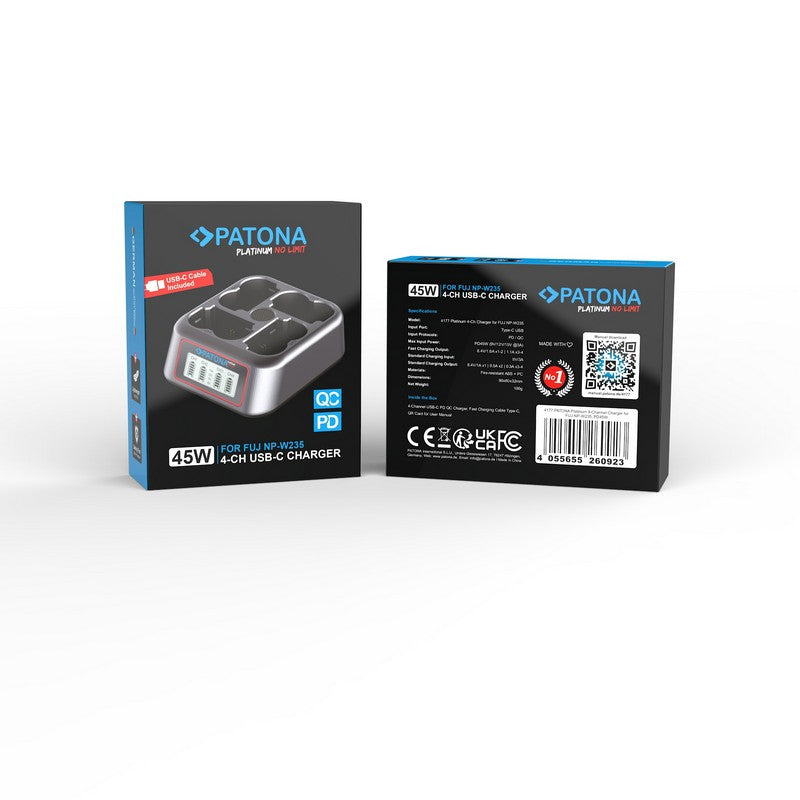 Patona Punjač 4-Bay USB-C PD QC za Fuji NP-W235