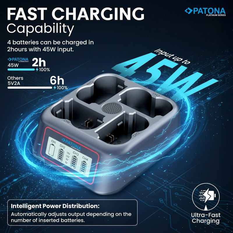 Patona Punjač 4-Bay USB-C PD QC za Fuji NP-W235