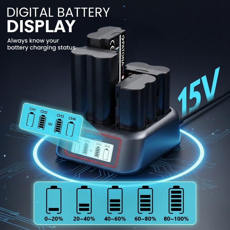 Patona Punjač 4-Bay USB-C PD QC za Fuji NP-W235