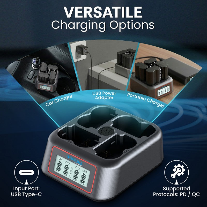 Patona Punjač 4-Bay USB-C PD QC za Fuji NP-W235