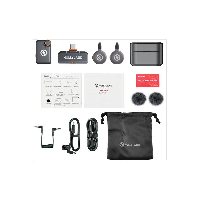 Hollyland Lark M2S Combo Lavalier Wireless Microphone (Gray)