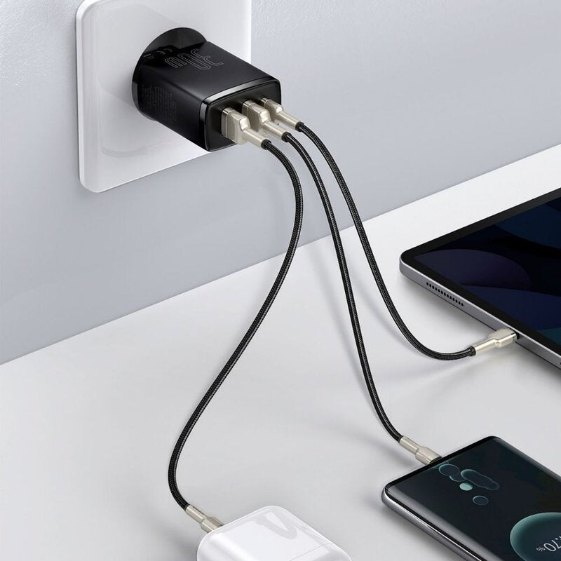 Baseus Punjač Quick 2x USB + USB-C 30W, Crni