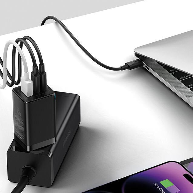 Baseus Punjač GaN Quick 2x USB-C + USB 65W