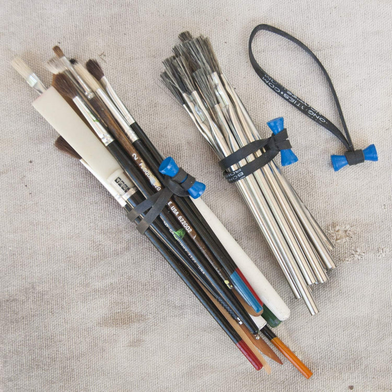 BongoTies wrap, gumice za vezanje kablova pak 1/10 "AZURE" (Crno/Plave)