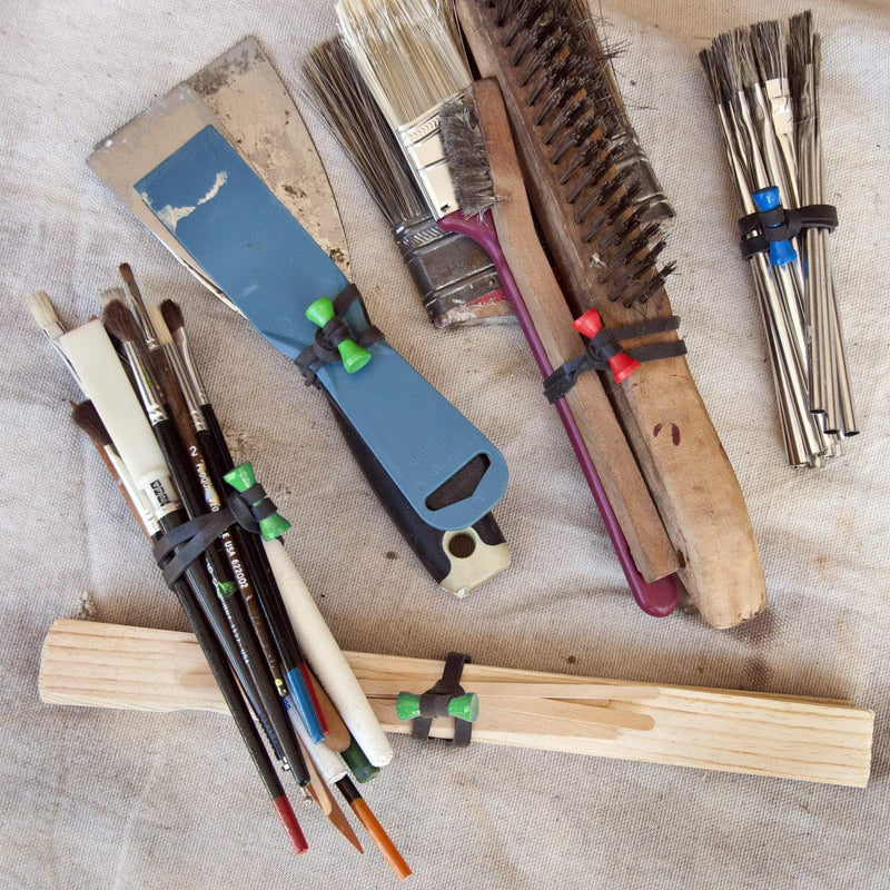 BongoTies wrap, gumice za vezanje kablova pak 1/10 "TREE FROG" (Crno/Zelene)