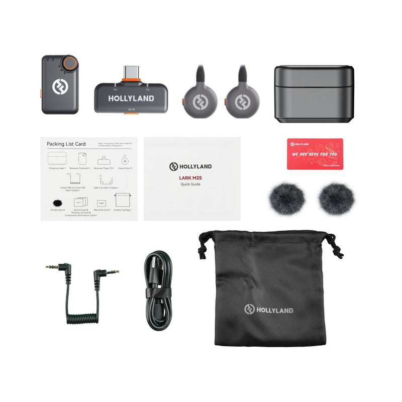 Hollyland Lark M2S Mini Combo Wireless Microphone (Space gray)