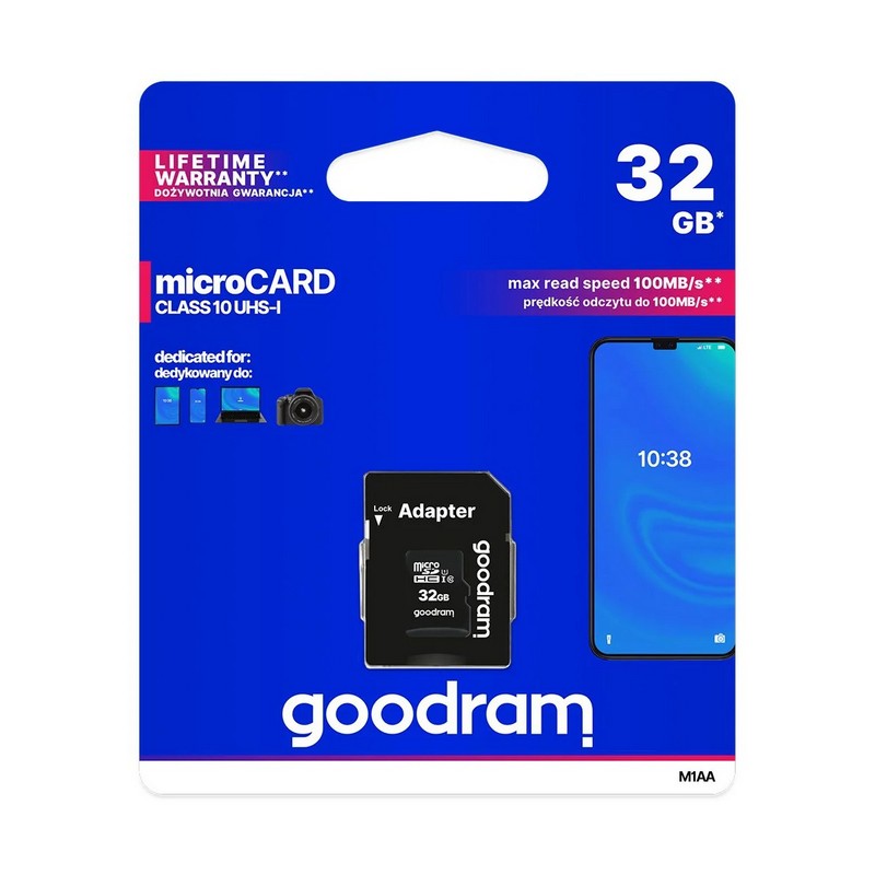 Goodram microSDHC  32GB + SD.adapter R10 C10 UHS-I