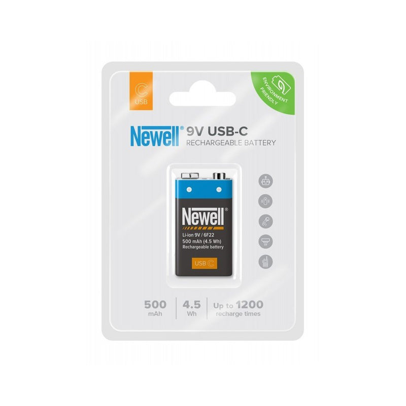 Newell Baterija Li-ion 9V USB-C 500mAh (6F22 / 6LR61)