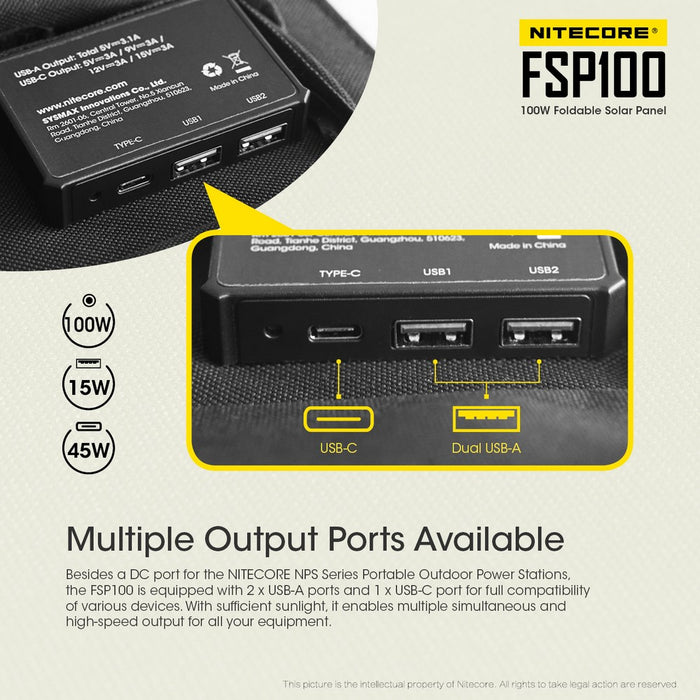 Nitecore Solarni panel FSP100 (USB-A+USB-C)