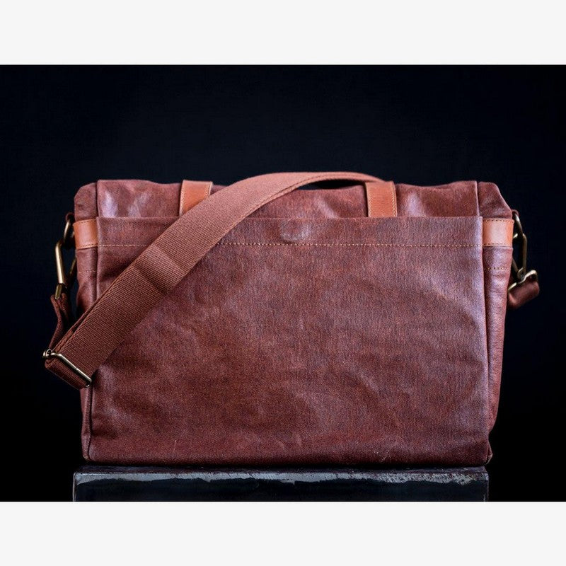 BRONKEY ROMA Coffe waxed canvas foto torba