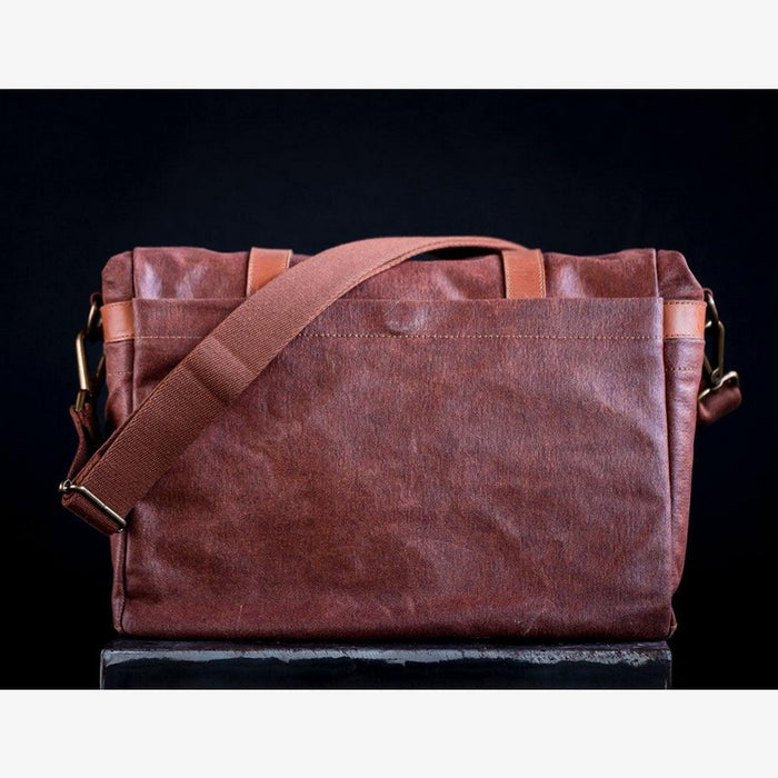 BRONKEY ROMA Coffe waxed canvas foto torba