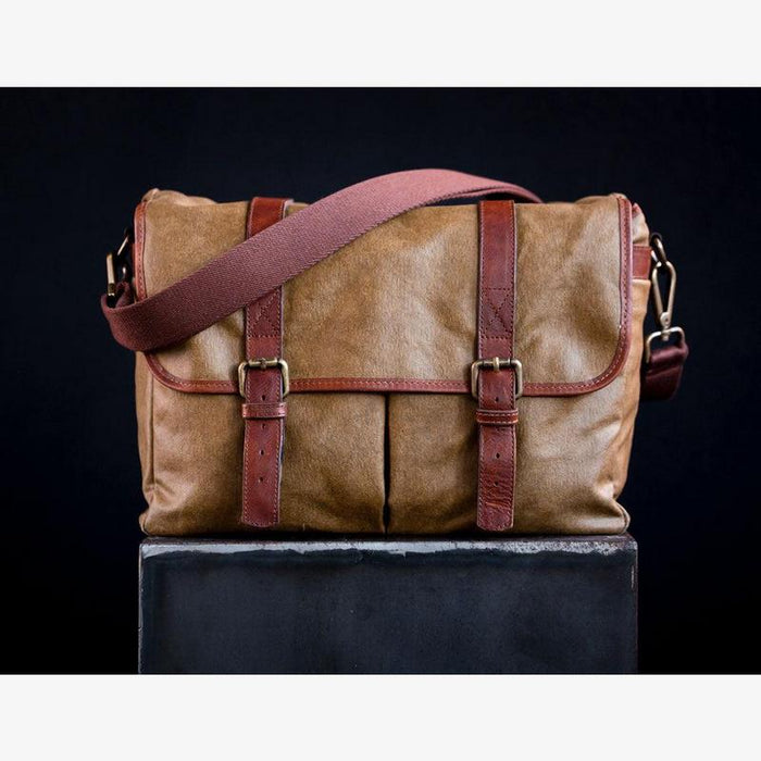 BRONKEY ROMA Olive Green waxed canvas foto torba