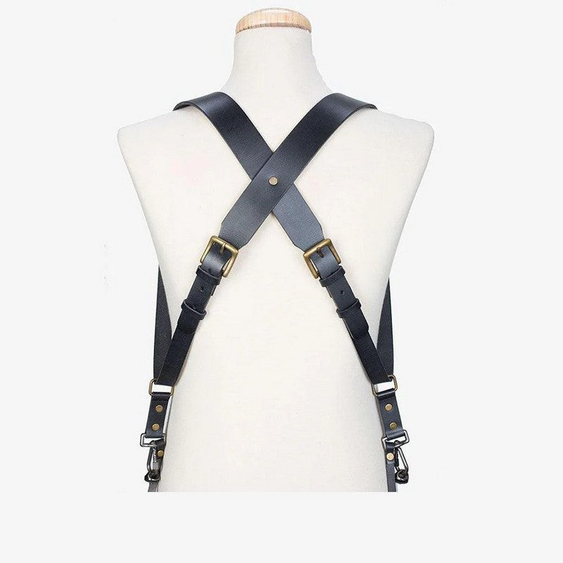 BRONKEY Berlin #701, CRNI DUPLI kožni remen za fotoaparat (Large)