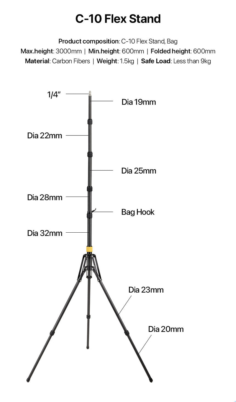 SMDV Stativ Flex stand C-10, karbonski v310cm
