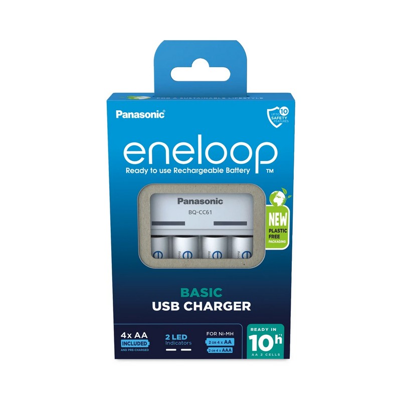 Panasonic ENELOOP Punjač BASIC + 4AA baterije (10 sati) USB