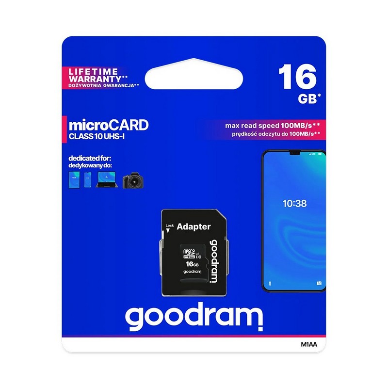 Goodram microSDHC  16GB + SD.adapter R10 C10 UHS-I