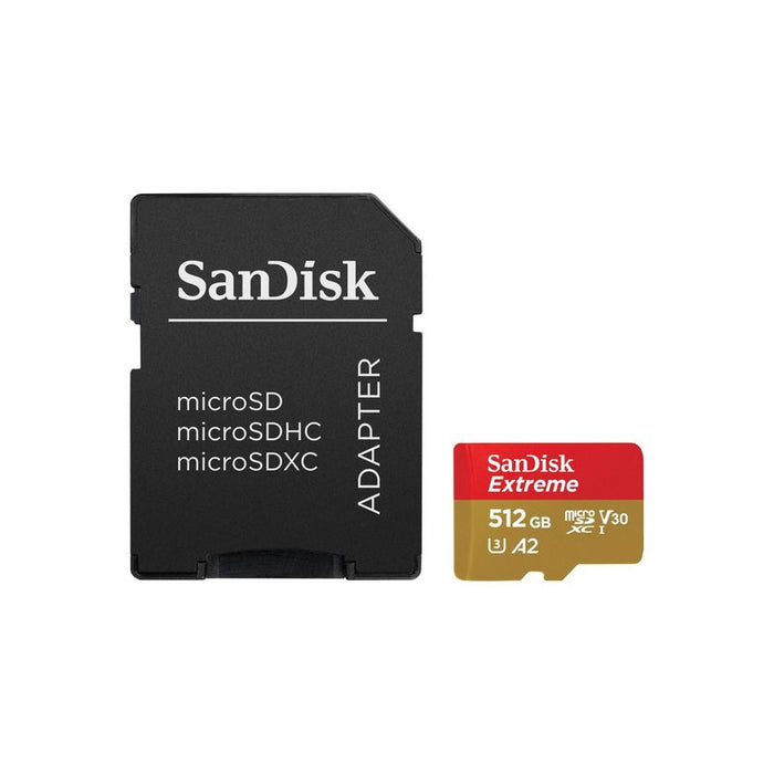 SanDisk microSDXC 512GB Extreme + SD.adapter W190/R130 A2  UHS-I V30  U3  Class 10