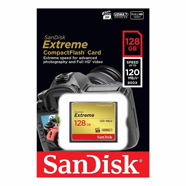 SanDisk memorijska kartica Extreme CF  128GB 120MB/s, 85MB/s write, UDMA7