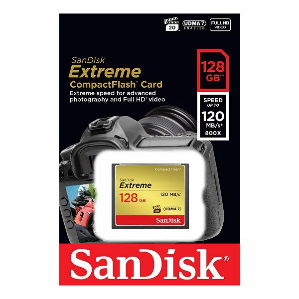 SanDisk memorijska kartica Extreme CF 128GB 120MB/s, 85MB/s write, UDMA7