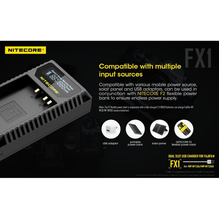 Nitecore Punjač USB FX1 Dvostrani putni (Fuji NP-W126/126S)