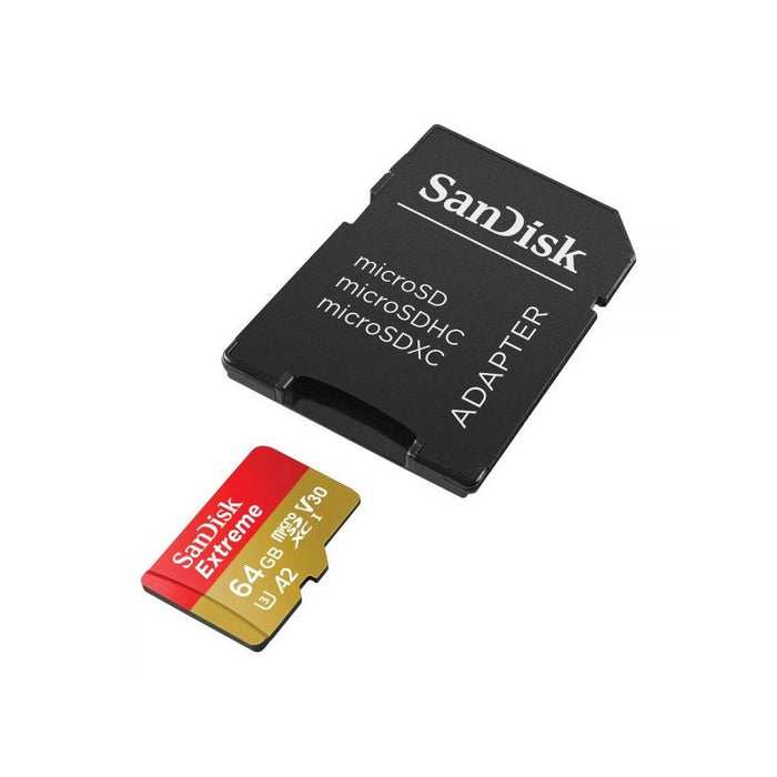 SanDisk microSDXC  64GB Extreme + SD.adapter W80/R170 A2 C10 V30 UHS-I U3  Drone/Action camera