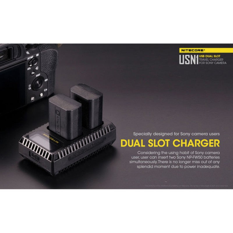 Nitecore Punjač USB USN1 Dvostruki putni (Sony NP-FW50)