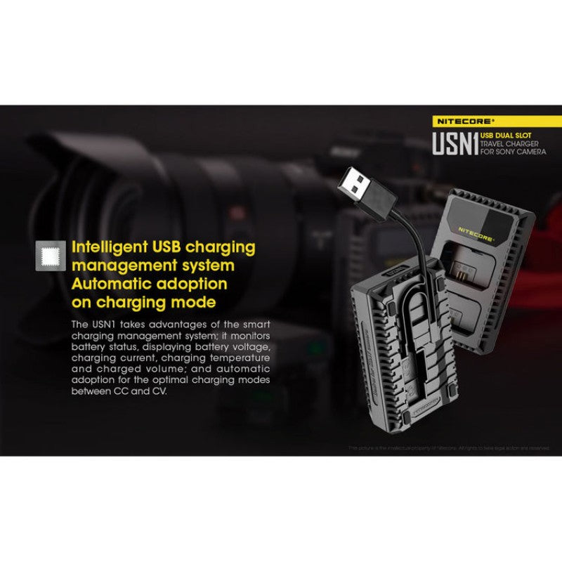 Nitecore Punjač USB USN1 Dvostruki putni (Sony NP-FW50)