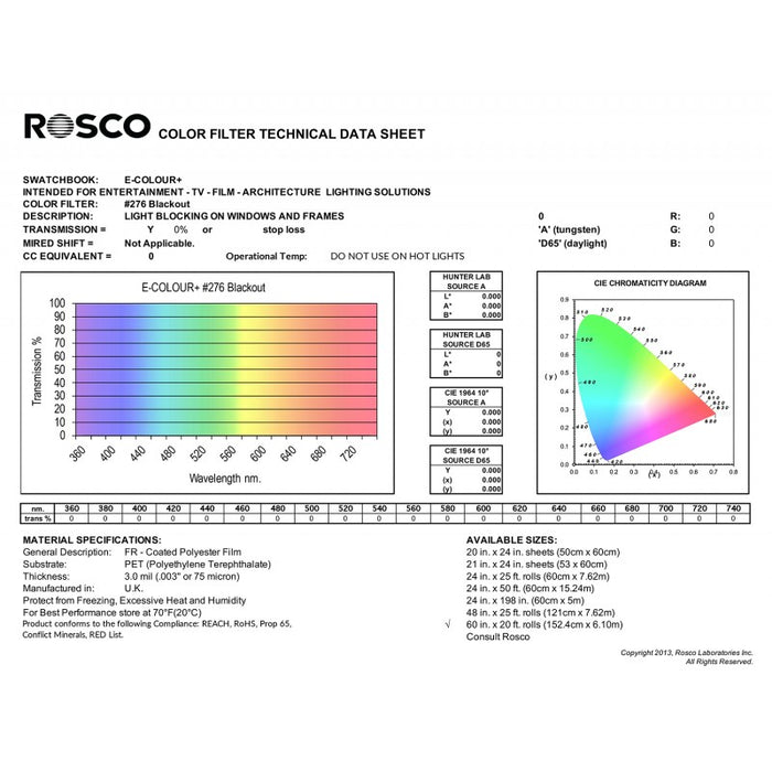 Rosco Filter folija E-Colour #276 BlackOut  30x152cm (arak)