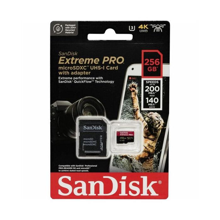 SanDisk microSDXC 256GB Extreme PRO+SD Adapter 200MB/s Drone/Action